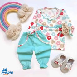 بلوز شلوار دخترانه نوزاد تا کودک سبز