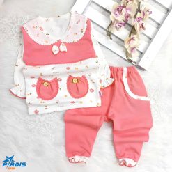 بلوز شلوار دو جیب گلبهی نوزادی تا کودک دخترانه