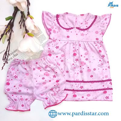 پیراهن شلوارک نوزادی سوسنی ملدا