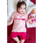تیشرت شلوارک نوزادی دخترانه گل سرخی