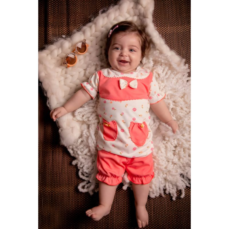 تیشرت شلوارک نوزادی دخترانه مدل ژاوه کد 535