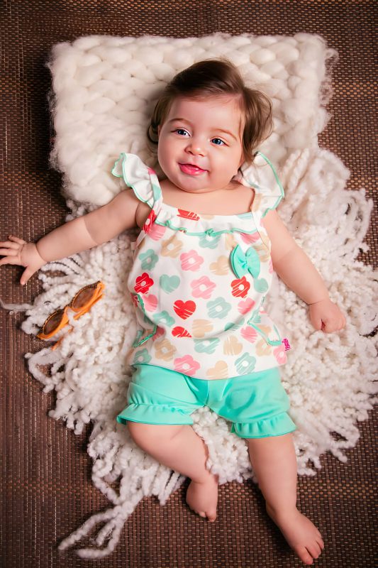 تاپ شلوارک باله دار نوزادی سبز