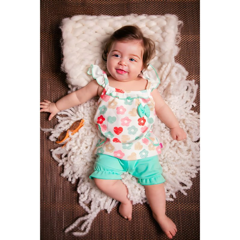 تاپ شلوارک باله دار نوزادی سبز