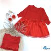 پیراهن دامن دار توری قرمز نوزادی کد 563