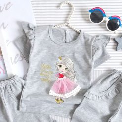 تیشرت شلوار و شلوارک دخترانه بارلی طوسی کد 428