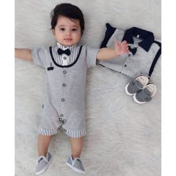 رامپر نوزادی پسرانه یقه پاپیون کد 632