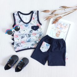 رکابی و شلوارک نوزاد تا کودک پسرانه طرح آفتاب کد 970