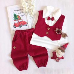 ست بلوز شلوار یلدایی پسرانه پاپیون کد 716