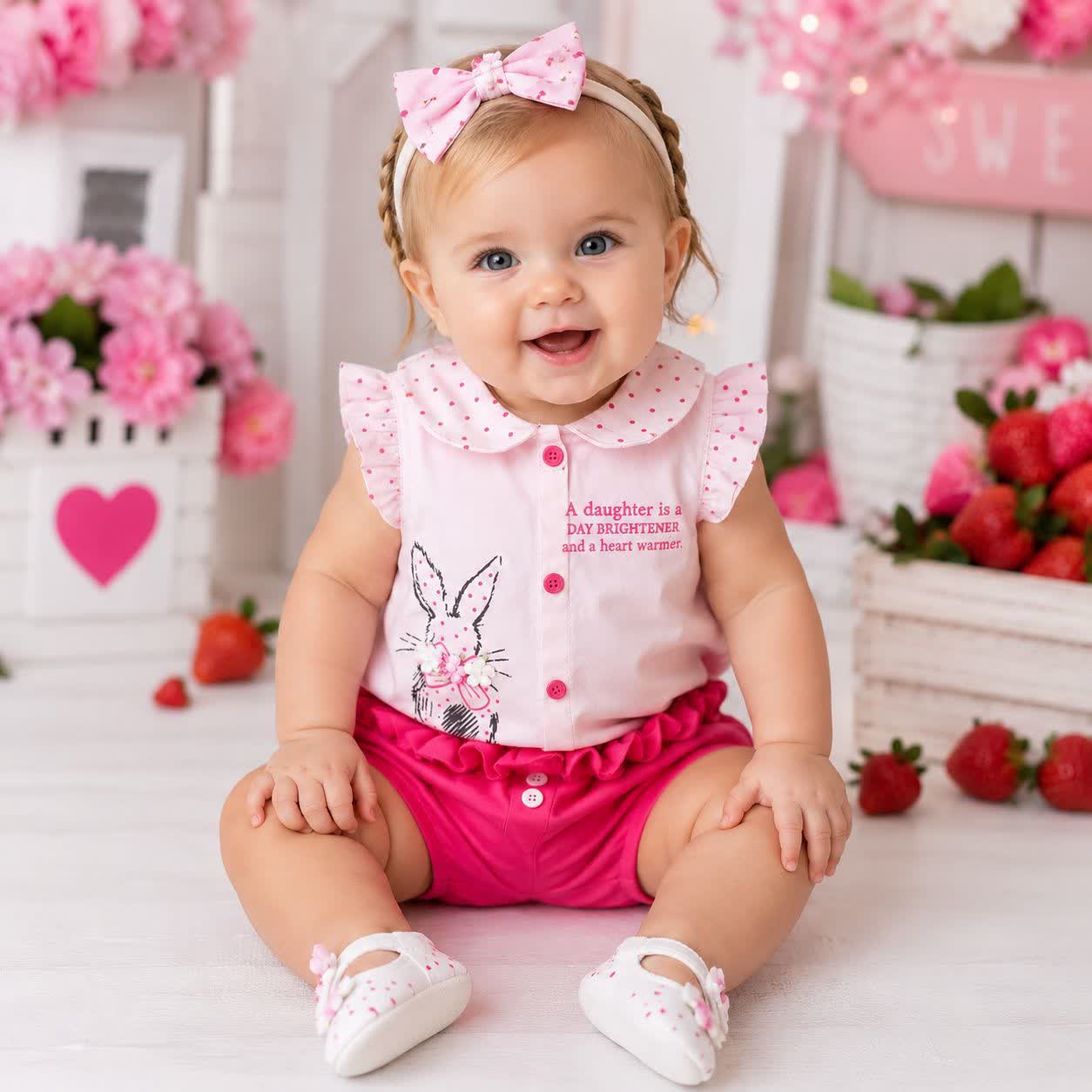 photo27438694394 تیشرت شلوارک(شورت)نوزادی تا کودک بچگانه مجلسی دخترانه مدل ترانه کد V 6039