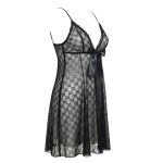 لباس خواب کوتاه جلو باز Gucci مشکی ویولت کد 2078 - Image 4