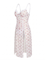 لباس خواب بلند فنردار گل ریز ویولت کد 8067 - Image 2
