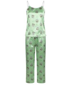 تاپ شلوار ساتن طرحدار frog ویولت کد 1022