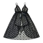 لباس خواب کوتاه جلو باز Louis Vuitton مشکی ویولت کد 2078 - Image 3