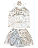 تاپ شلوارک ساتن طرحدار bear ویولت کد 1005 - Image 3