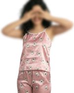 تاپ شلوار ساتن طرحدار woolen ویولت کد 1022 - Image 4