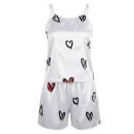 تاپ شلوارک ساتن طرحدار heart ویولت کد 1005