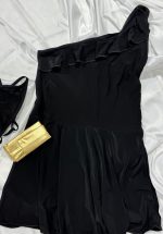 کاستوم پیراهنی مشکی کمری طلایی فری سایز کد 2563 - Image 2