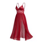 لباس خواب بلند زنانه Golden Hi قرمز با حریر شفاف کد 75624 - Image 2