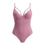 بادی زنانه صورتی فنردار هارنس دار دانتل ویولت کد 6096
