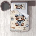 سرویس خواب یک نفره ست اتاق خواب نوزاد، کودک تا نوجوان طرح خرس ملوان کد SH7174