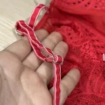 بادی زنانه قرمز فنردار هارنس دار دانتل ویولت کد 6096 - تصویر 5