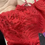 بادی زنانه قرمز فنردار هارنس دار دانتل ویولت کد 6096 - تصویر 7