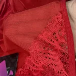 بادی زنانه قرمز فنردار هارنس دار دانتل ویولت کد 6096 - تصویر 4