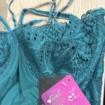 بادی زنانه سبز کله غازی فنردار هارنس دار دانتل ویولت کد 6096 - تصویر 4